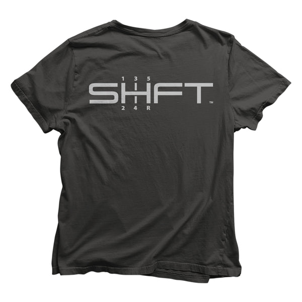 SHFT unisex shirts - Grey - Back - Car enthusiast apparel.