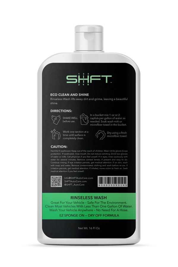 SHFT - ECO Clean and Shine - Water conservation friendly - Back side.