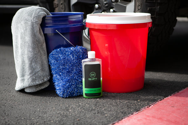 Eco Clean and Shine from SHFT Auto Care will let you wash your car with a gallon of water and no hose necessary, or sudsy mess to wash away.