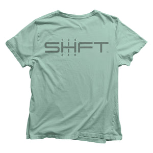 SHFT unisex shirts - Mint - Back - Car enthusiast apparel.
