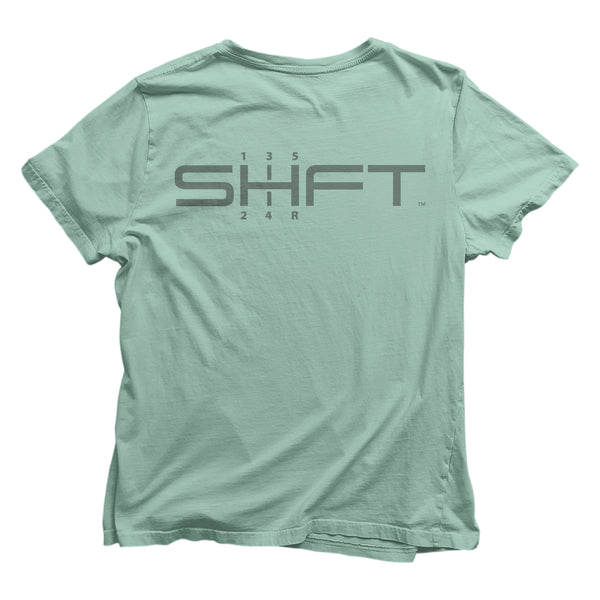 SHFT unisex shirts - Mint - Back - Car enthusiast apparel.
