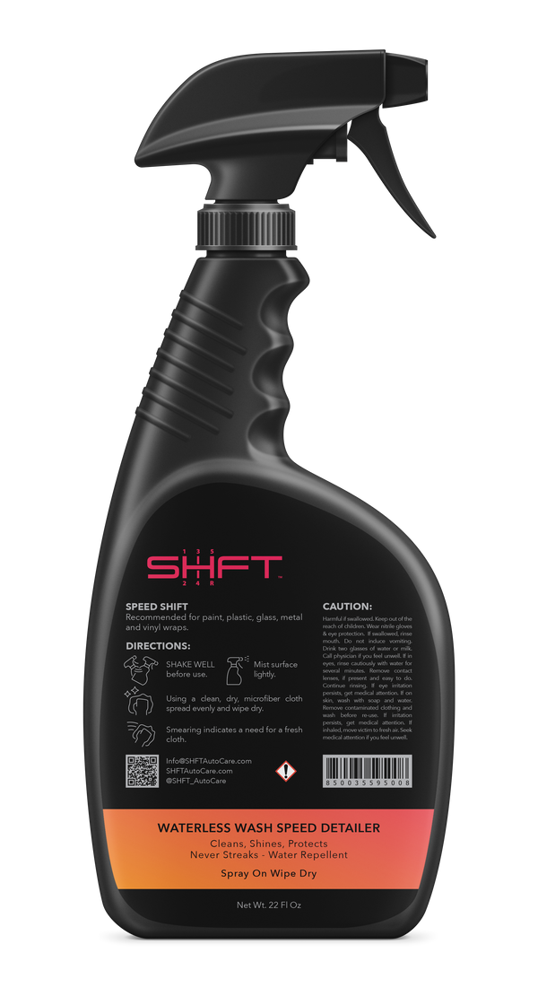 SHFT Auto Care - Speed Shift - Waterless Wash Speed Detailer - Back bottle.