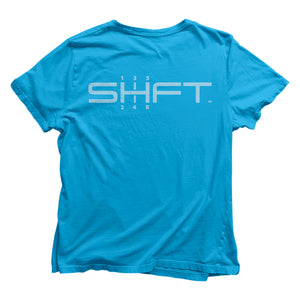 SHFT unisex shirts - Teal - Back - Car enthusiast apparel.